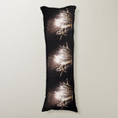 White and Gold Fireworks I Patriottic Celebration Lichaamskussen (Voorkant Verticaal)