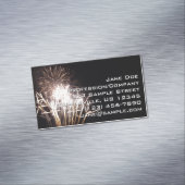 White and Gold Fireworks I Patriottic Celebration Magnetisch Visitekaartje (Voorbeeld)