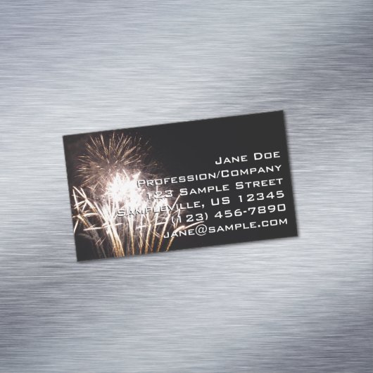 White and Gold Fireworks I Patriottic Celebration Magnetisch Visitekaartje (Voorbeeld)