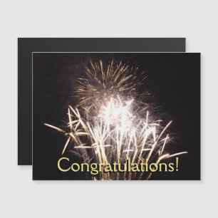 White and Gold Fireworks I Patriottic Celebration Magnetische Uitnodiging
