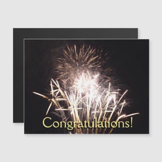 White and Gold Fireworks I Patriottic Celebration Magnetische Uitnodiging (Voorkant / Achterkant)