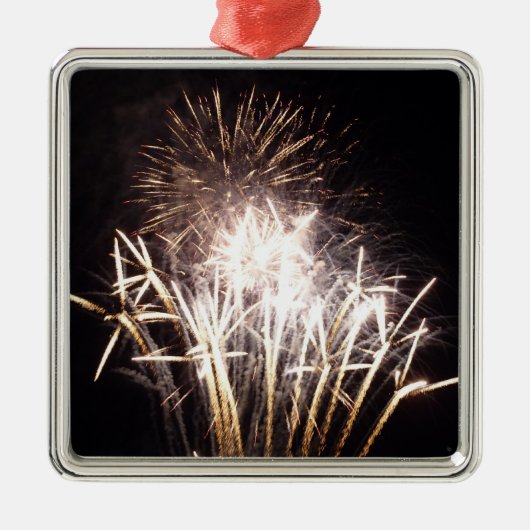 White and Gold Fireworks I Patriottic Celebration Metalen Ornament (Voorkant)