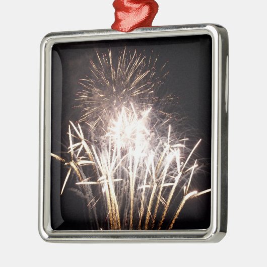 White and Gold Fireworks I Patriottic Celebration Metalen Ornament (Links)