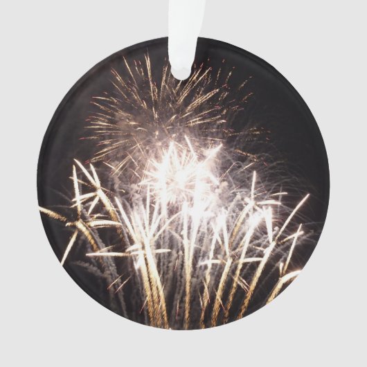 White and Gold Fireworks I Patriottic Celebration Ornament (voorkant)