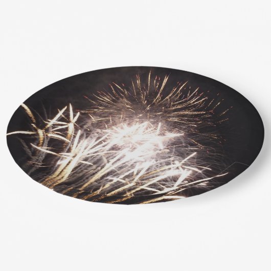 White and Gold Fireworks I Patriottic Celebration Papieren Bordje (Gekanteld)