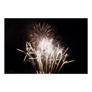White and Gold Fireworks I Patriottic Celebration Perfect Poster