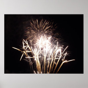 White and Gold Fireworks I Patriottic Celebration Poster