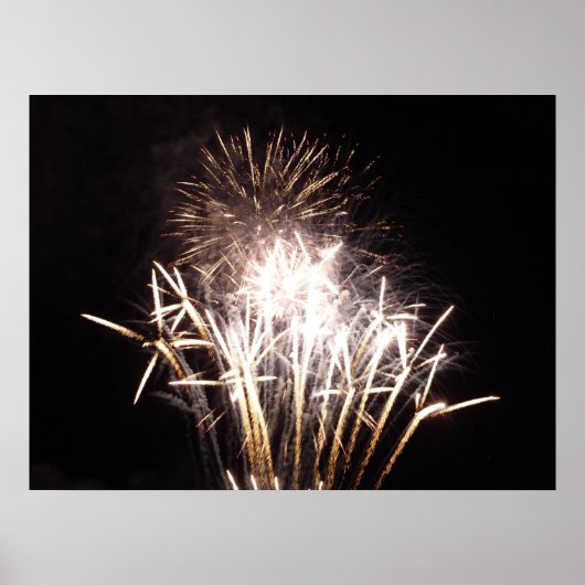 White and Gold Fireworks I Patriottic Celebration Poster (Voorkant)