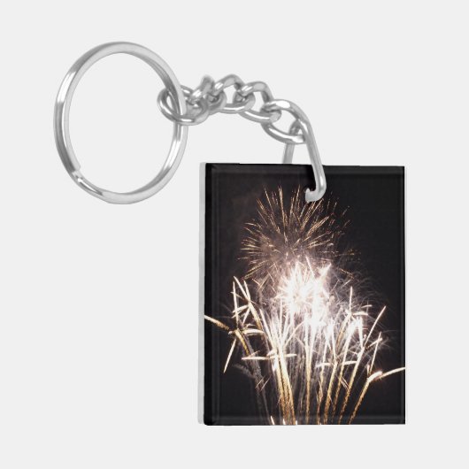 White and Gold Fireworks I Patriottic Celebration Sleutelhanger (Voorkant Links)