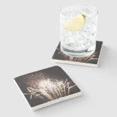 White and Gold Fireworks I Patriottic Celebration Stenen Onderzetter (Zijkant)