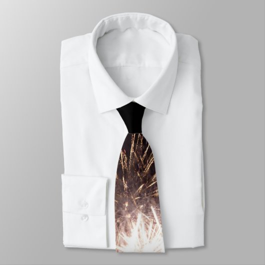 White and Gold Fireworks I Patriottic Celebration Stropdas (Gebonden)