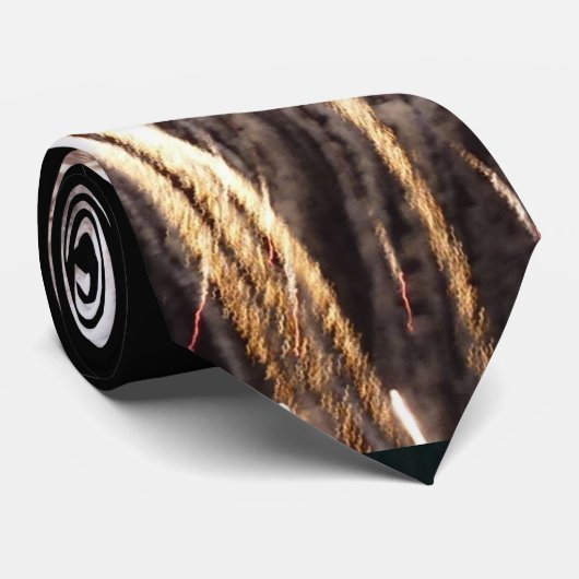 White and Gold Fireworks I Patriottic Celebration Stropdas (Opgerold)