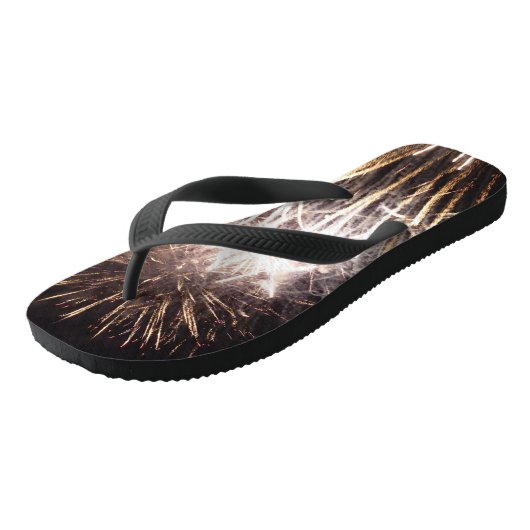 White and Gold Fireworks I Patriottic Celebration Teenslippers (Schuin)