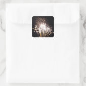 White and Gold Fireworks I Patriottic Celebration Vierkante Sticker (Tas)
