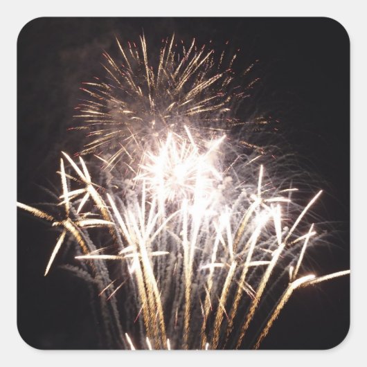 White and Gold Fireworks I Patriottic Celebration Vierkante Sticker (Voorkant)