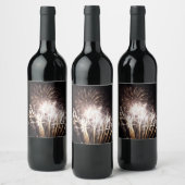 White and Gold Fireworks I Patriottic Celebration Wijn Etiket (Flessen)