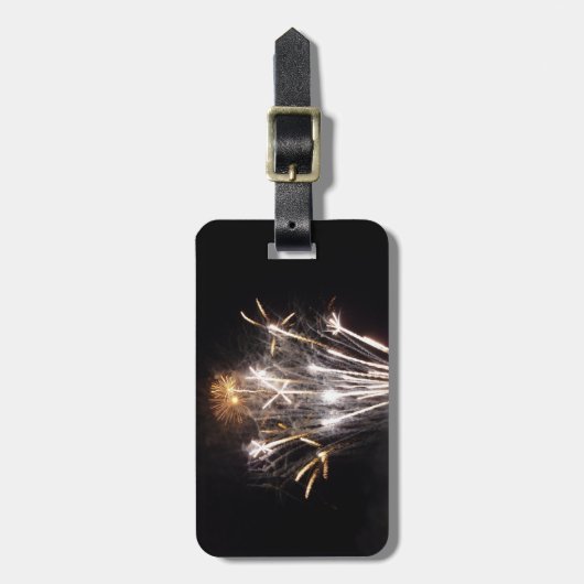 White and Gold Fireworks II Patriottic Celebration Bagagelabel (Voorkant verticaal)
