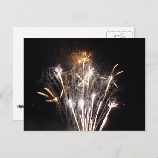 White and Gold Fireworks II Patriottic Celebration Briefkaart (Voorkant / Achterkant)