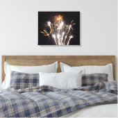 White and Gold Fireworks II Patriottic Celebration Canvas Afdruk (Insitu (Slaapkamer))