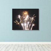 White and Gold Fireworks II Patriottic Celebration Canvas Afdruk (Insitu (Houten vloer))