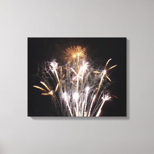 White and Gold Fireworks II Patriottic Celebration Canvas Afdruk (Voorkant)