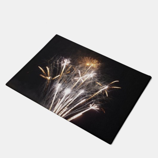 White and Gold Fireworks II Patriottic Celebration Deurmat (Schuin)