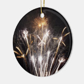 White and Gold Fireworks II Patriottic Celebration Keramisch Ornament (Links)