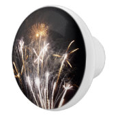 White and Gold Fireworks II Patriottic Celebration Keramische Knop (Rechts)