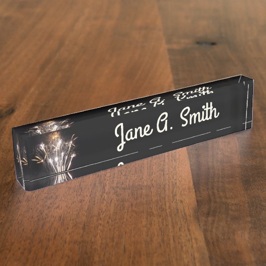 White and Gold Fireworks II Patriottic Celebration Naambordje (Zijkant)