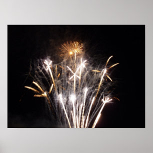 White and Gold Fireworks II Patriottic Celebration Poster
