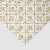 White and Gold Floral Damascus-looppatroon Tissuepapier (Detail)