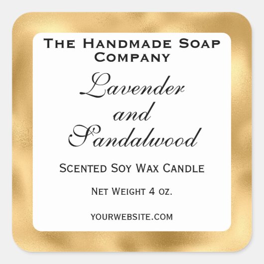 White and Gold Foil Candle Label (Voorkant)