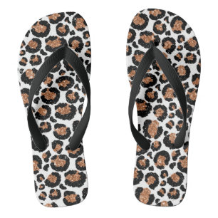 White and Gold Foil Cheetah of Leopard Pattern Teenslippers