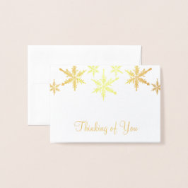 White and Gold Foil Snowflake Thinking of You Card Folie Kaarten
