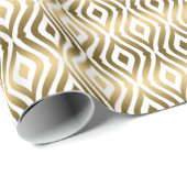 White and Gold Geometric Quatrefoil Patroon Cadeaupapier (Rol Hoek)