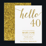 White and Gold Glitter 40th Birthday Invitation Kaart<br><div class="desc">White en een glans van faux goudglitter zijn de perfecte manier om vrienden en familie uit te nodigen voor je verjaardagsfeest.</div>