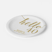 White and Gold Glitter 40th Birthday Papieren Bordje (Gekanteld)