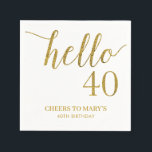 White and Gold Glitter 40th Birthday Servet<br><div class="desc">White en een glans van faux goudglitter zijn de perfecte manier om een verjaardagsfeest te vieren.</div>