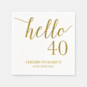 White and Gold Glitter 40th Birthday Servet (Voorkant)