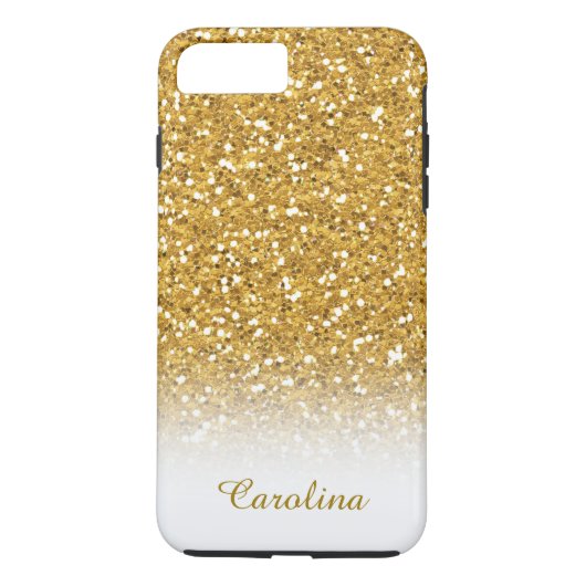 White and Gold Glitter, op maat van naam Case-Mate iPhone Case (Achterkant)