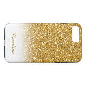 White and Gold Glitter, op maat van naam Case-Mate iPhone Case (Achterkant (Horizontaal))