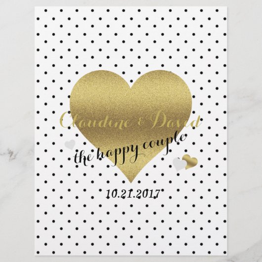 White and Gold Heart Polka Dot Ceremony Flyer (Voorkant)