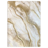 White and Gold Marble Monogram Name Persoonlijk Klembord (Achterkant)