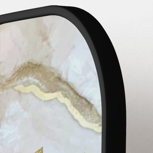 White and Gold Marble Monogram Name Persoonlijk Pickleball Paddle (Links Detail)