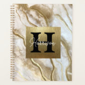 White and Gold Marble Monogram Name Persoonlijk Planner (Voorkant)