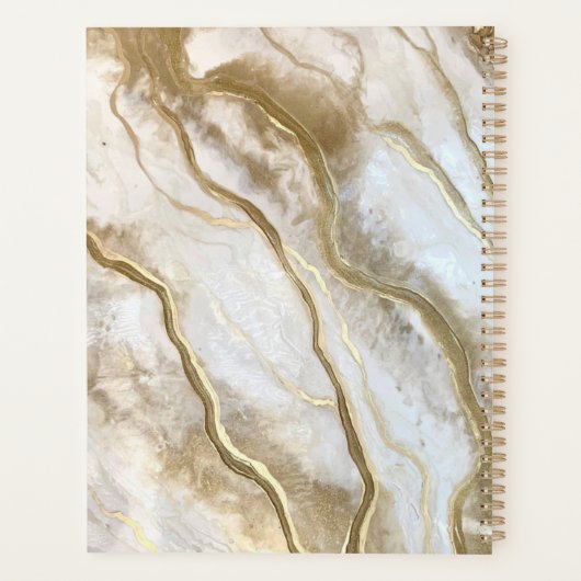 White and Gold Marble Monogram Name Persoonlijk Planner (Achterkant)