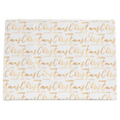 White and Gold Merry Christmas Word Art Groot Cadeauzakje (Voorkant)