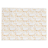 White and Gold Merry Christmas Word Art Groot Cadeauzakje (Achterkant)