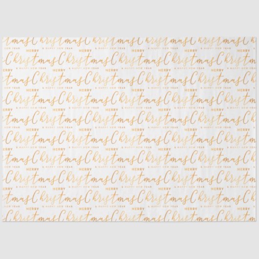 White and Gold Merry Christmas Word Art Tissuepapier (Voorkant)