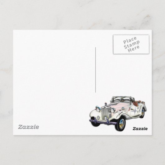 White and Gold MG Converteerbaar Briefkaart (Achterkant)